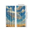 2pcs Classic Style Sky Whale Fantasy Blackout Drapes   Polyester Animal Clouds Curtains for Living Room