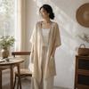Sunscreen Cover Long Shawl Loose Beach Top Basic Linen Cardigan  Summer Wear
