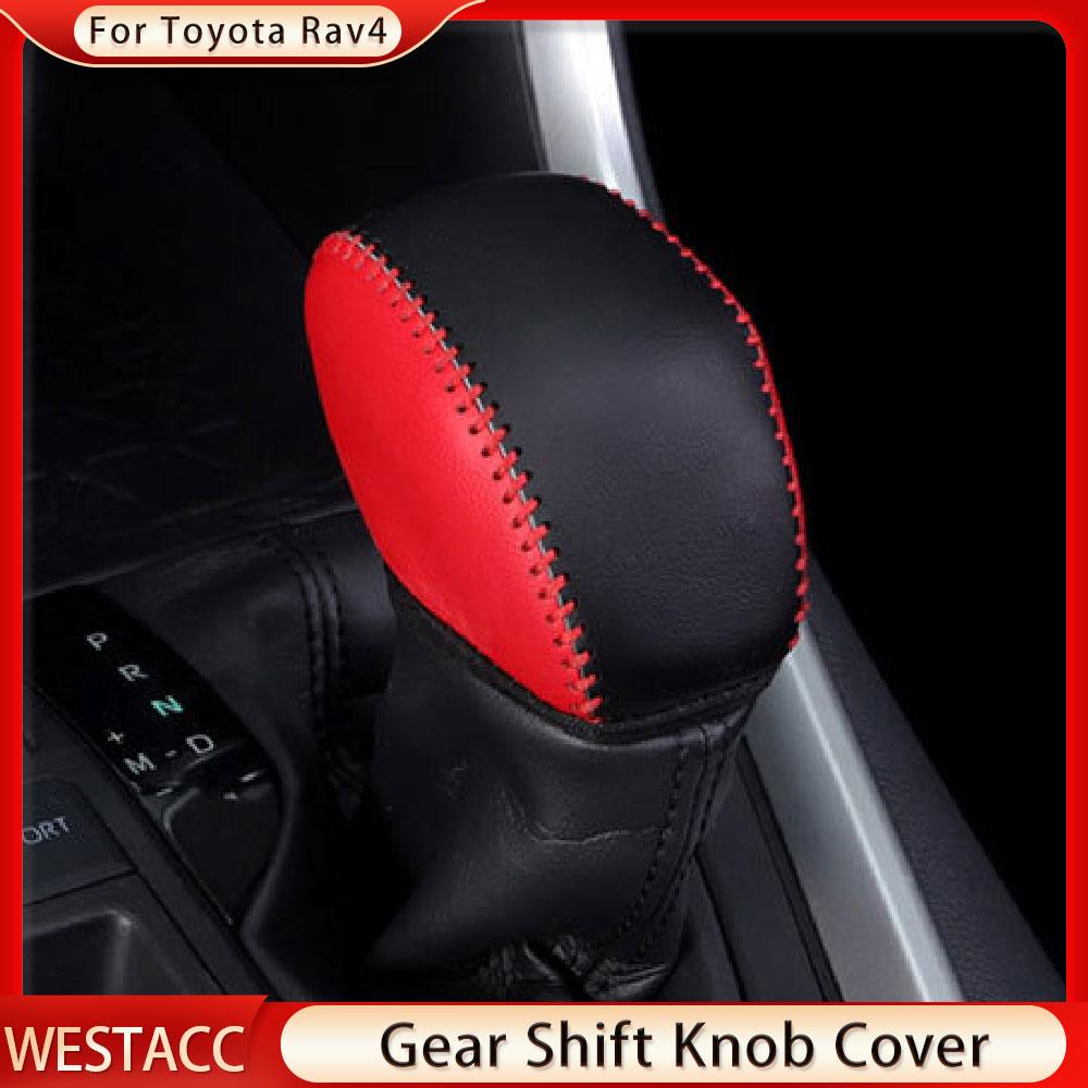 Echtes Leder Auto Getriebe Kopf Schaltknauf Abdeckung Fall für Toyota Rav4 RAV 4 Getriebe Halsbänder Innen