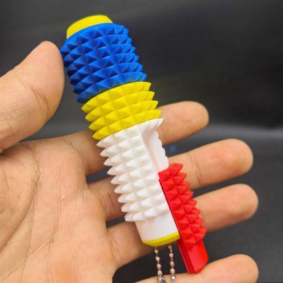 5-in-1 Spiked Roller Toy 3D Printed Spiky Pain Stim Keychain Pocket Mini Sensory Fidget Toy for Anxiety Stress Relief