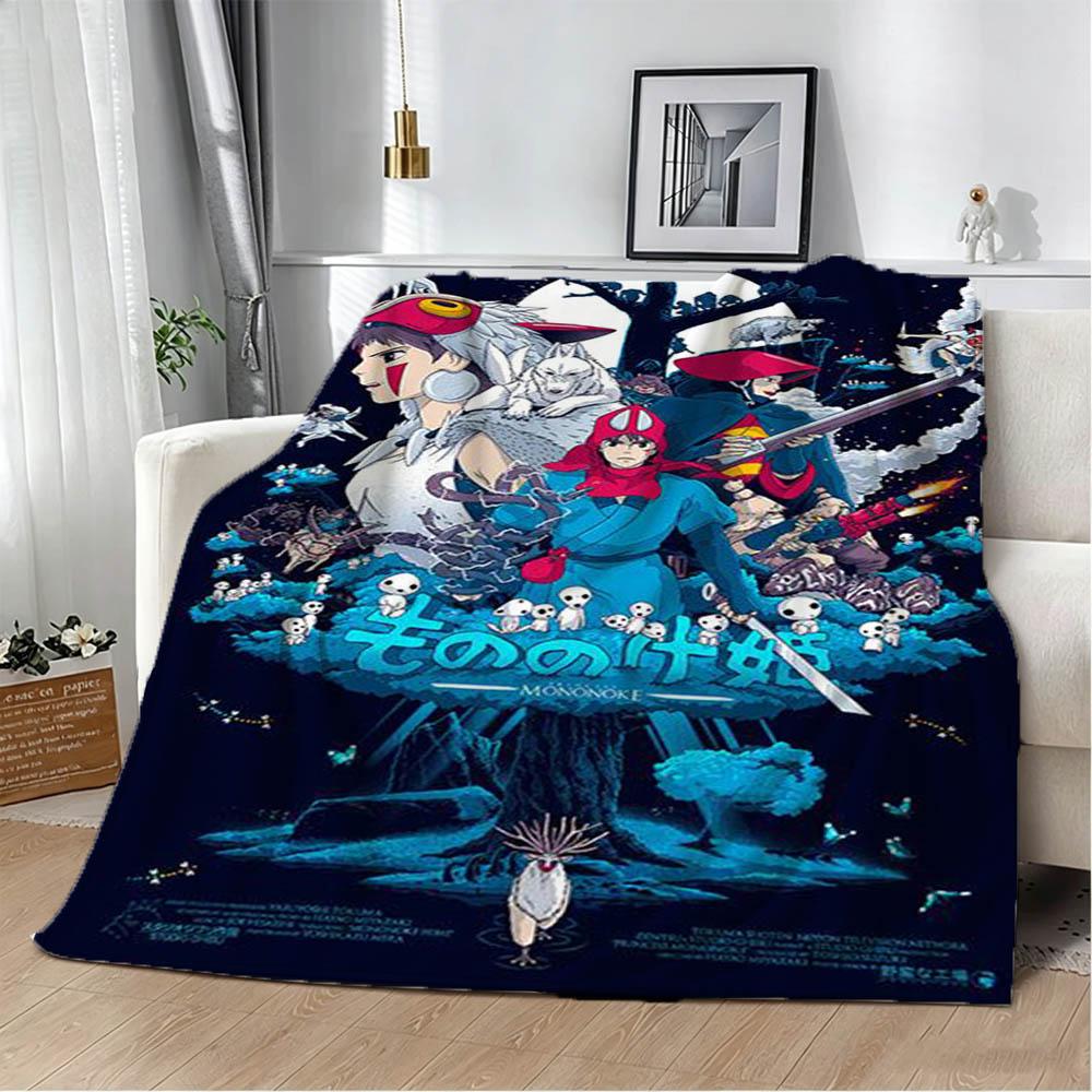 3D P-Princess Cartoon The M-MononokeE Flannel Blanket Soft Throw Blanket Art For Home Decor Bedroom Bed Sofa Picnic Kids Gifts