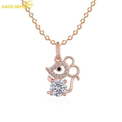 Cute Little Mouse Copper Alloy Zircon Women Pendant Necklace Fashion Gift