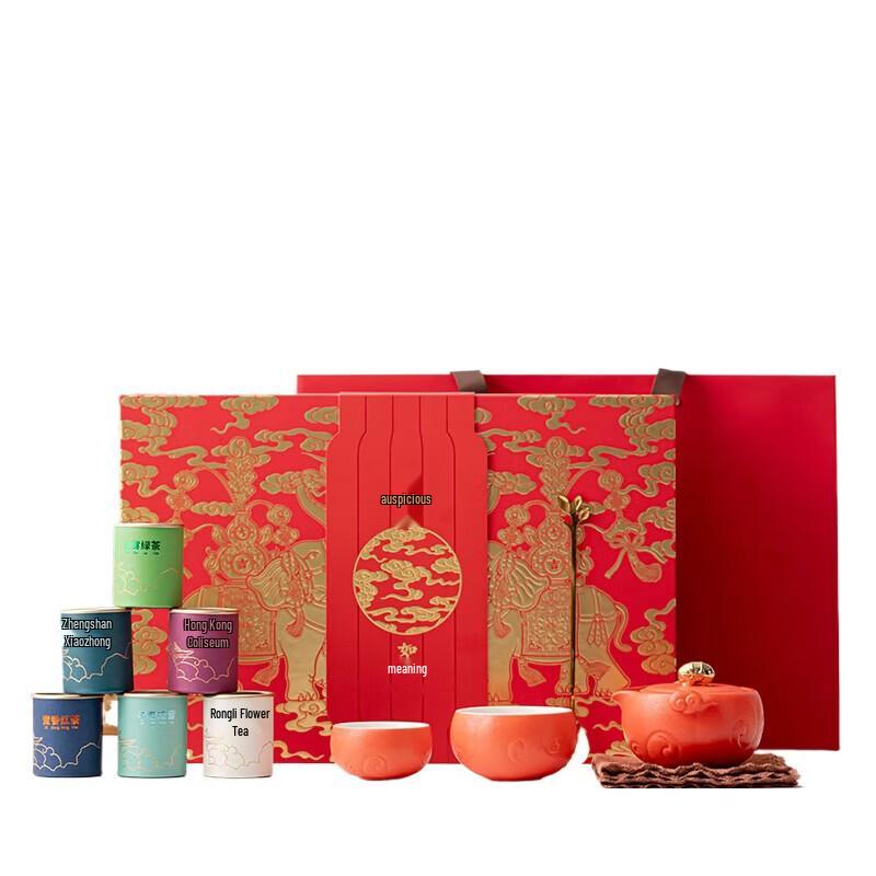 Auspicious Ceramic Chinese Tea Set Gift Box