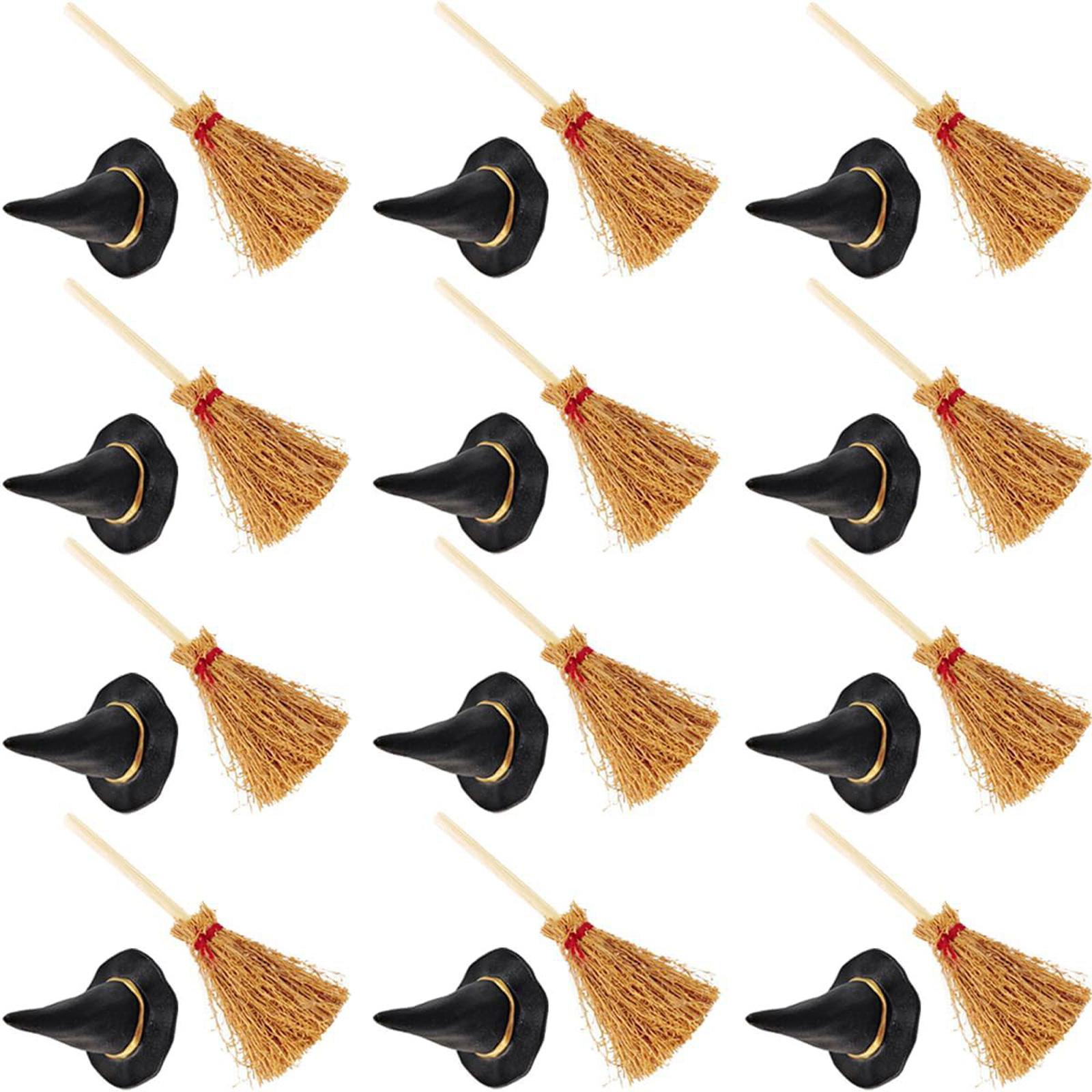 

Pack of 24 Miniature Broomstick Witch Hat Set Halloween Party Decorations PVC Crafts Accessories for Home Event