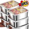 6/1x Edelstahl-Lebensmittelbehälter Verdickt Gefrierschrank-Gemüsefach Rechteckige Lebensmittelaufbewahrungsschale mit Deckel Gerichtschale Frische Lunchplatte