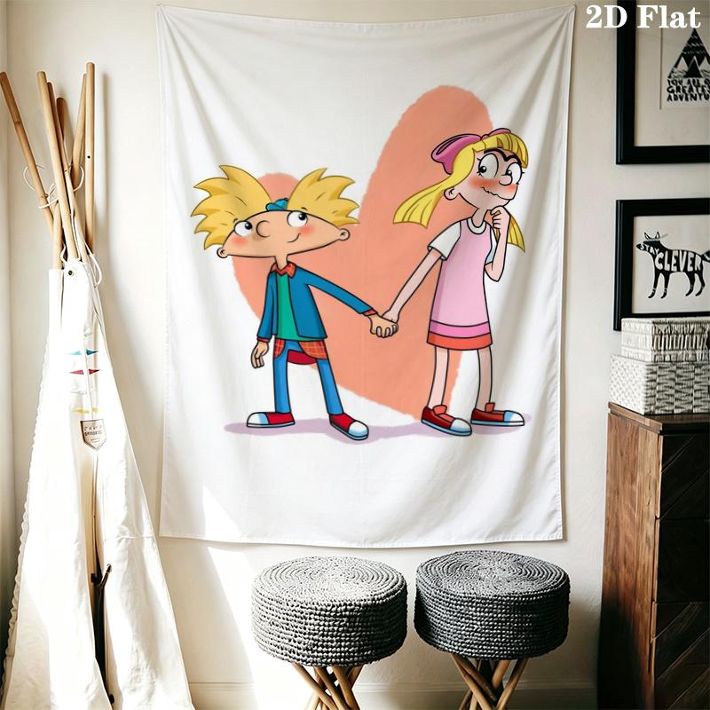 Hey Arnold Wall Tapestry Aesthetic Wall Hanging Printed Fabric Blanket Decorative Tapestries for Bedroom Living Room Home Decor