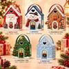 Festive Print Christmas Cottage Gift Box Handle House Shaped Treat Box Santa Gift Box  Party Favor