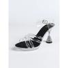 MCLUBGIRL  British Style Square Head Sandals, New Daily Transparent Rhinestone Low-heeled Sandals In Summer 2026  LFD-1008-4