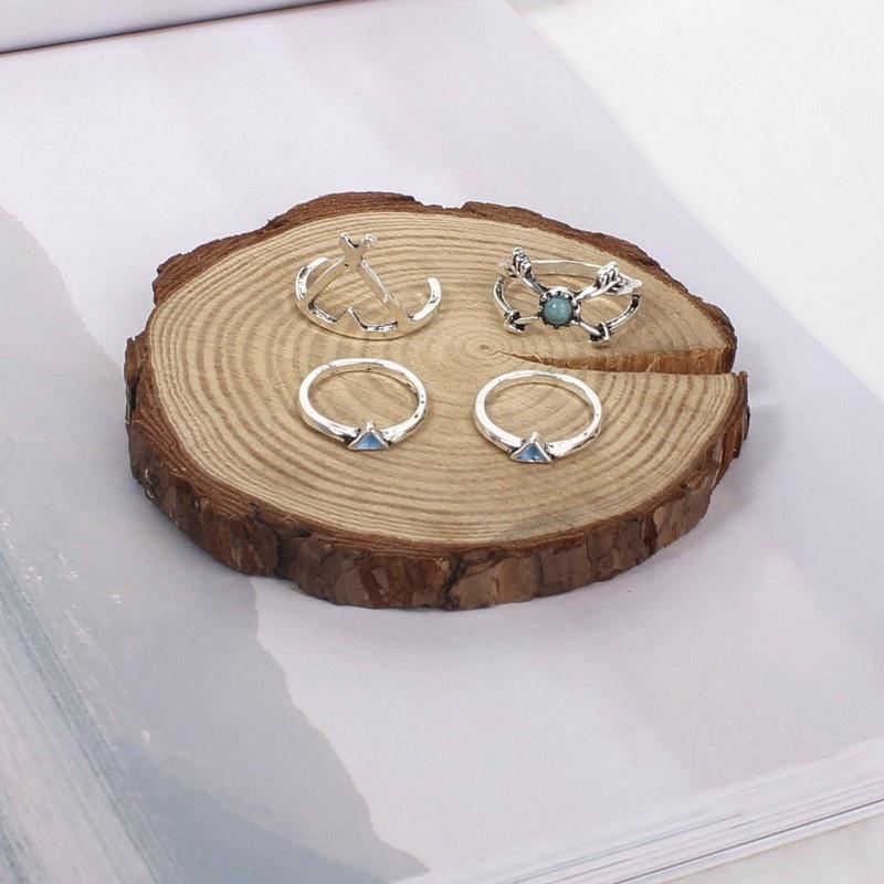 Vintage Gold And Silver Boho Gypsy Deer Head Triangle Turquoise Alloy Rings For Men And Women