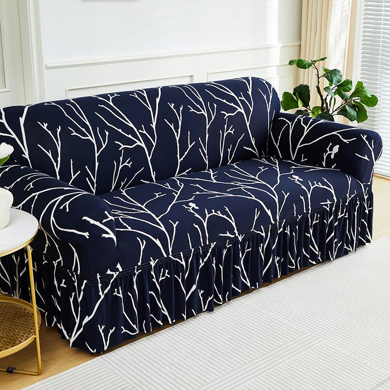 1 Stück Sofabezug mit Blumenmuster, rutschfest, mit Rock, elastischer Couchbezug für Schlafzimmer, Büro, Wohnzimmer, Heimdekoration