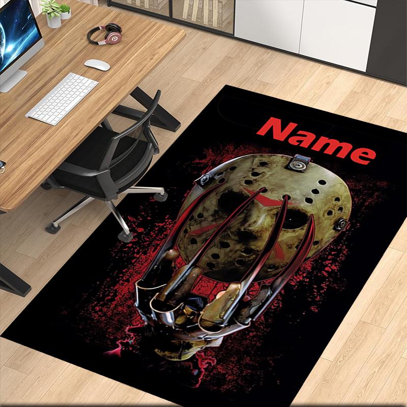 Custom Name Friday the 13th Printed Carpet, for Office Chair Living Room Bedroom Kitchen Room Decor Gifts.
