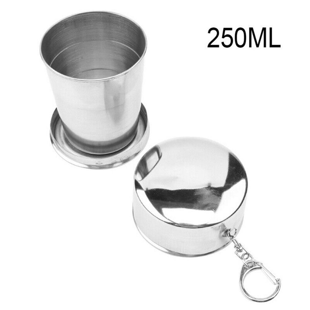 Stainless Steel Foldable Cup Portable With Keychain Outdoor Camping Travel Folding Cup Teacup Telescopic Water Cup 75/150/250ML