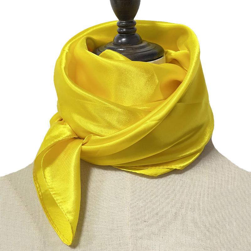 Vysoce kvalitní čtvercový hedvábný šátek 90*90 cm Dámské jednobarevné šály a šátky Kancelářská dáma Vlasy Krk Foulard Indie Muslimský šátek na hlavu Pareo