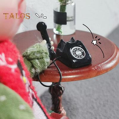 Mini-Telefonmodell, Puppenhaus, Miniatur-Retro-Festnetztelefon aus Legierung für Puppenhäuser im Maßstab 1/6 bis 1/12