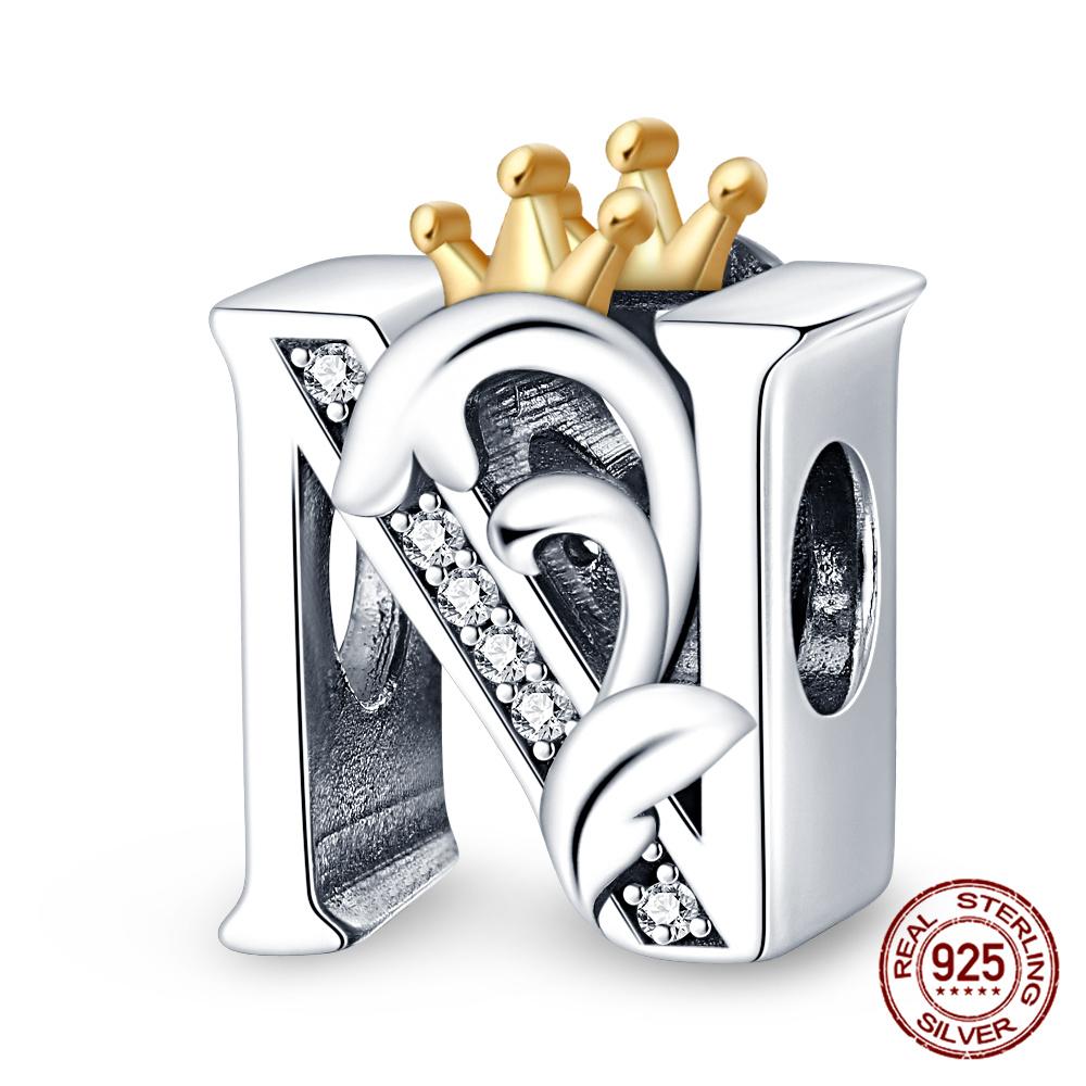 Classic Crown 26 Letters A-Z Copper Charms Fitoriginal Bracelets Diy Jewelry Making For Women Gift