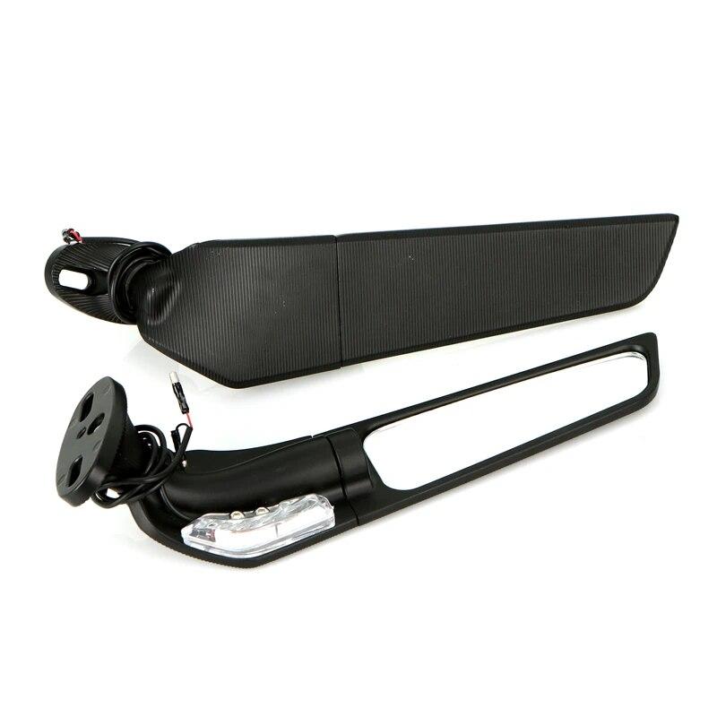 Universal Most Motorcycles Mirror Modified Wind Wing Adjustable Rotating Rearview Mirror with Light For YAMAHA YZF R6 R1 R25