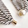 Simple magnetic buckle pearl long silk scarf women's spring and autumn scarf summer printing decorative scarf versatile thin neck protector