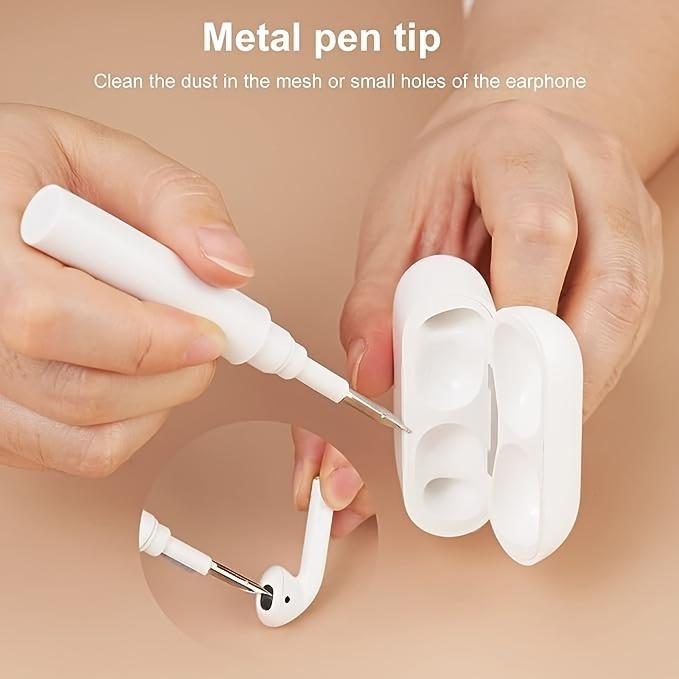 Durable ABS Wireless Earbud Cleaning Pen with Precision Brush - Ideal for Earphones, Keyboards & More, Includes Replacement Tips, Earbuds Wireless