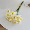 Artificial Narcissus Flowers Bouquet for Home Decor Realistic Silk Fake Daffodils with White Yellow Orange Petals Long-Lasting Spring Decoration for