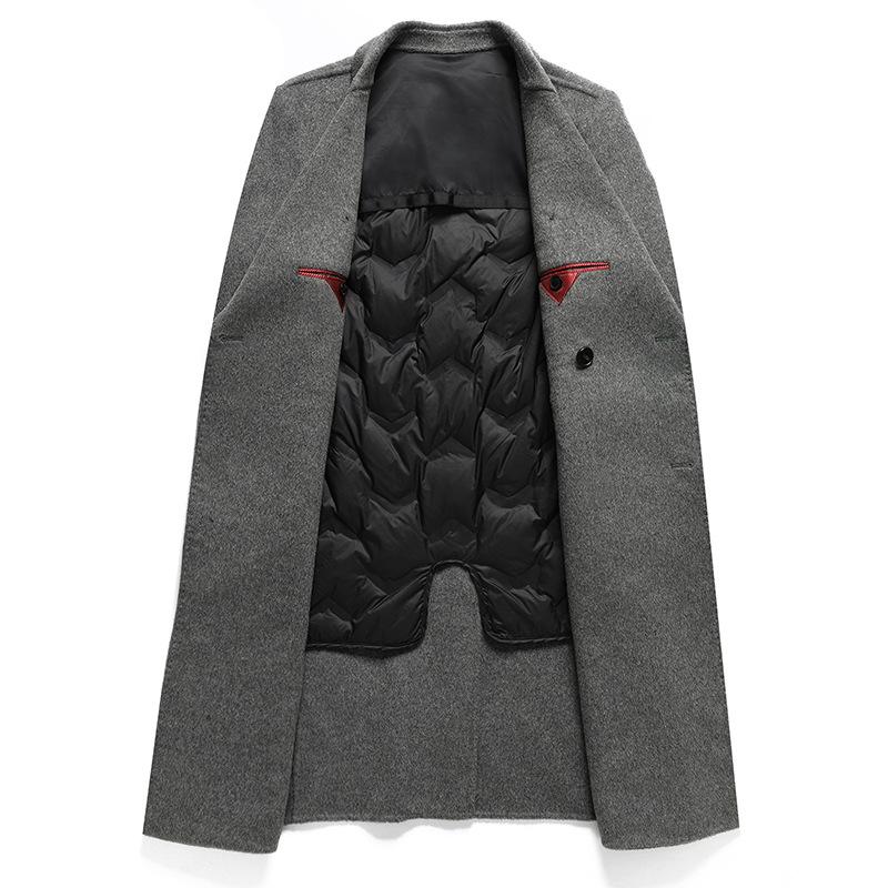 Cappotto 100% Lana Cappotto da Uomo Lungo Sopra il Ginocchio Fodera Rimovibile in Piumino Autunno e Inverno Nuovo Cappotto di Lana da Uomo