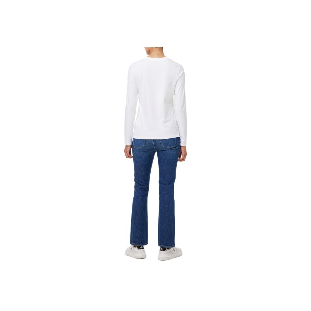 Calvin Klein Jeans Logo Straight Cut Long Sleeve T-Shirt Women Tops Bright-White J225484-YAF