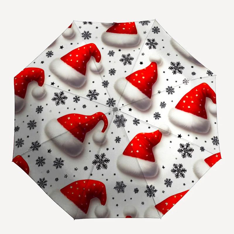 

1pc Santa hat Automatic Folding Umbrella - Portable Collapsible 8-Rib Umbrella for All Seasons yy251119203