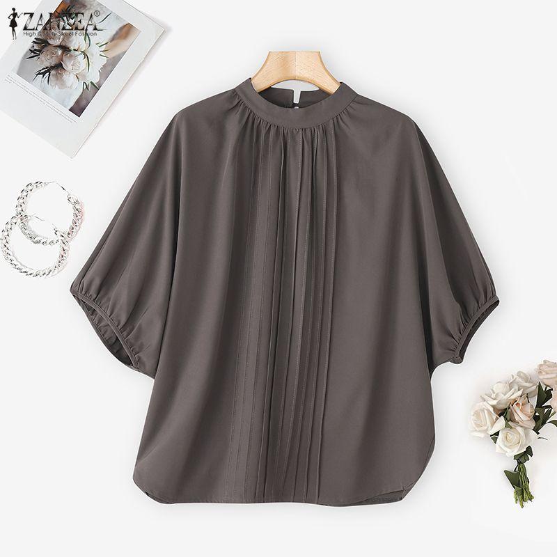 ZANZEA Women Summer Round Neck Casual Half Sleeve Blouse