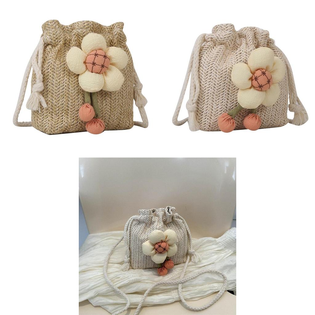 Minimalist Woven Straw Bucket Bag For Women With Drawstring Closure Perfect For Summer Casual Outings
