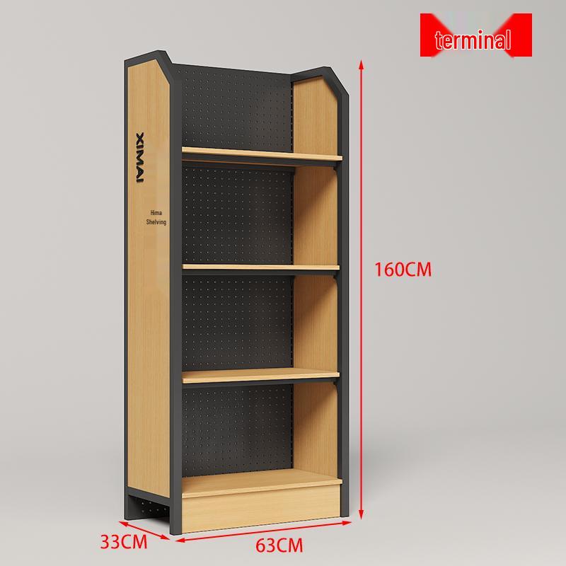 Steel-Wood Display Rack with Hooks for Snacks & Stationery