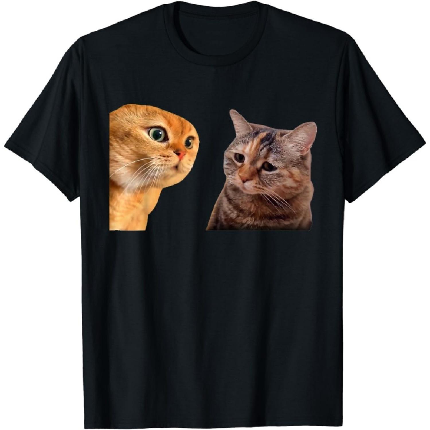 DKVBOQZC Two Cats Talking Meme Funny T-Shirt S