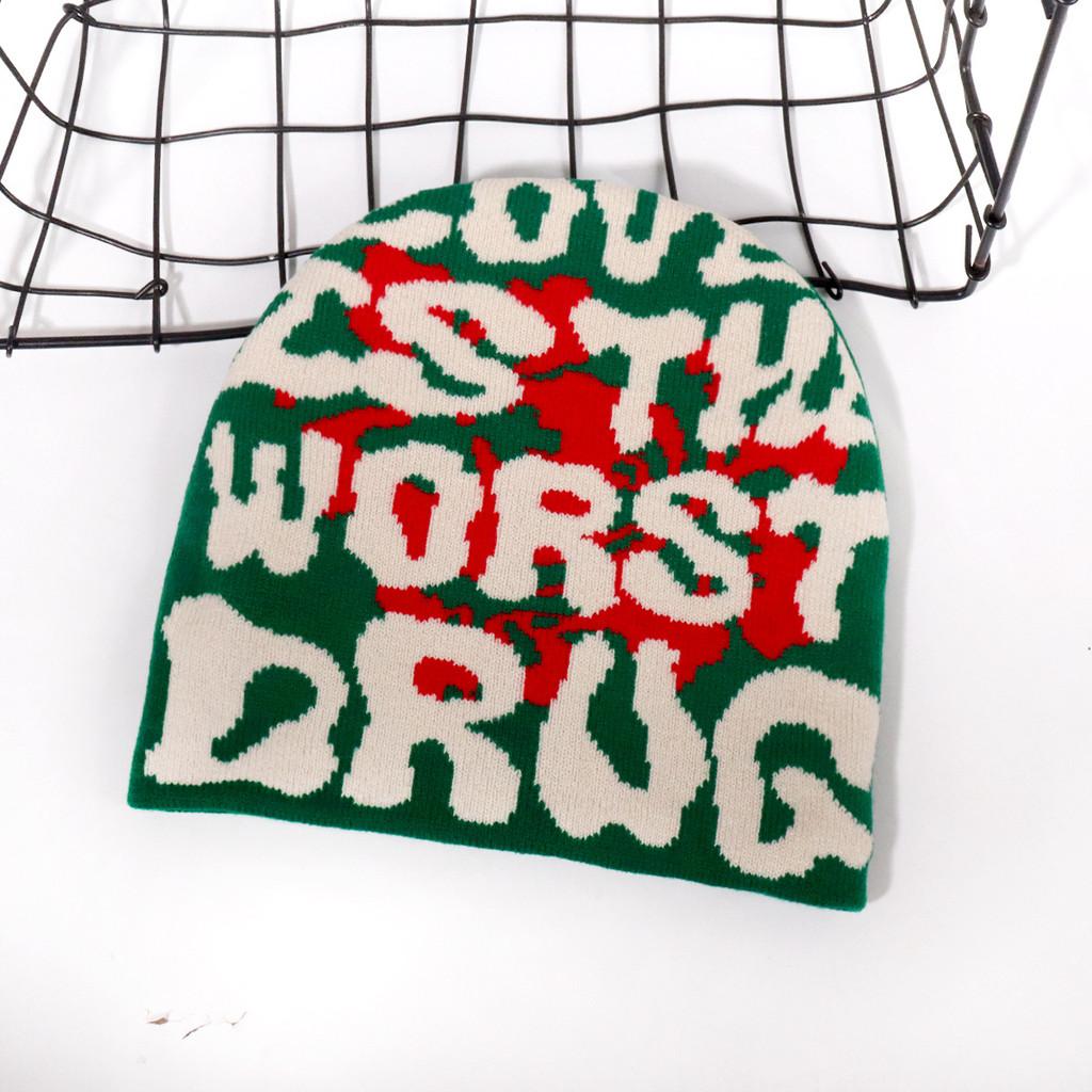 Fashion Pattern Letter Neutral Casual Warm Knitted Hat For Autumn Winter And