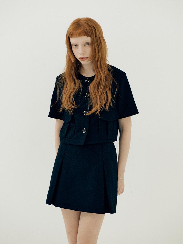Vi Lac Tea Genie Slit Tweed Skirt