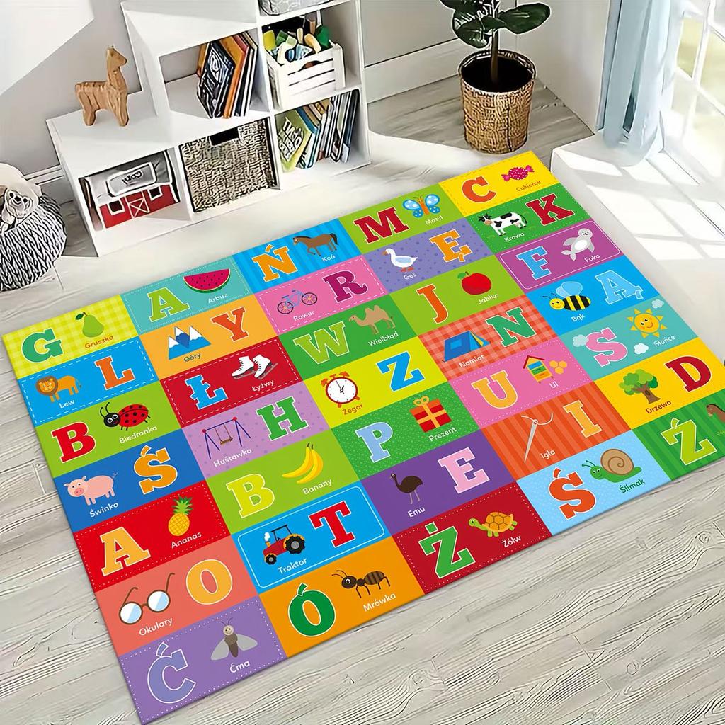 ABC Animal Alphabet Cartoon Early Educatio Children Crawling Playroom Rug for Bedroom Living Room Sofa Doormat Decor,Non-slip