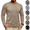 Men's Long Sleeve Crew Neck T Shirt Casual Lightweight Pullover Top with Stitching for Everyday Wear