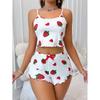 2025 New Sexy Pajamas Female Strawberry Heart Printing Fashion Sling Best Selling Sweet Cute Loungewear