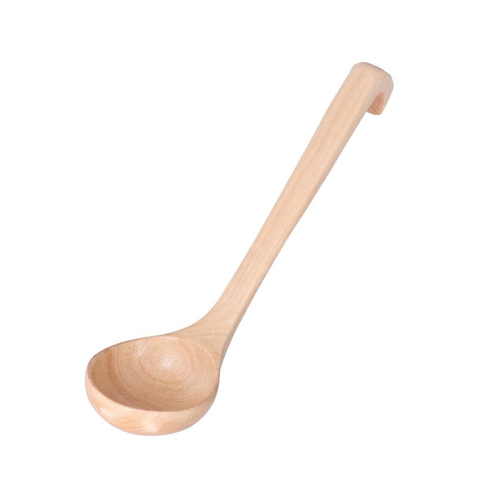 

Heat Resistant Wooden Spoon Solid Wood Solid Wood Utensil Food Safe Cooking Ladle Soup Serving
