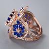 Huitan Temperament Rings with White/Blue Cubic Zirconia Bright Charms Female Modern Accessories Delicate Sparkling Party Jewelry