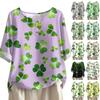 Women's Fashionable And Casual Shirt 3/4 Sleeve Round Neck Print Blouse Top