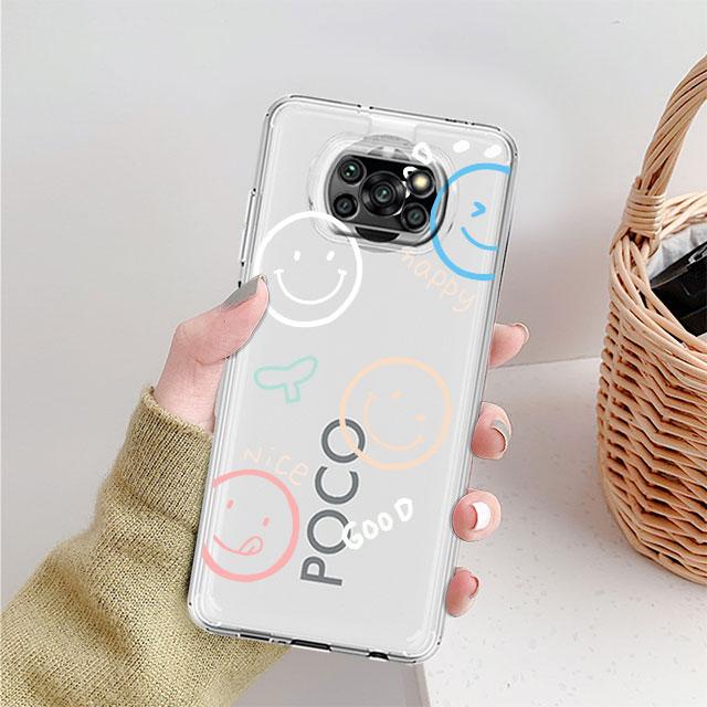 Smiley Face Streifen Klare Hülle Für Xiaomi Mi Poco X3 NFC M3 Pro F3 F1 11 Lite 12 Redmi Note 10 9S 8 7 9 Weiche Handyhülle
