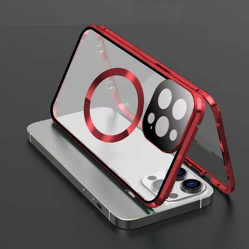 Case for iPhone 13 Pro Max/ 13Pro,with Double Sided Magnetic Tempered Glass cases,Magsafe Wireless Charging Magnetic Adsorption Metal Bumper Cover