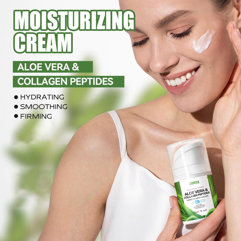 50ml Duckbill Press Bottle Aloe Vera Gel Pro-Peptide Moisturizing Resurfacing Cream Moisturize and Brighten Skin Tone Revitalize and Nourish Hydrate