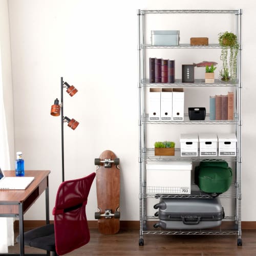 Doshisha Luminus Compatible Metal Luminus Rack, 90cm Wide, 5 Shelves, Steel Storage Shelving, 90cm Wide x 46cm Deep x 180cm High, 400kg Load Capacity,
