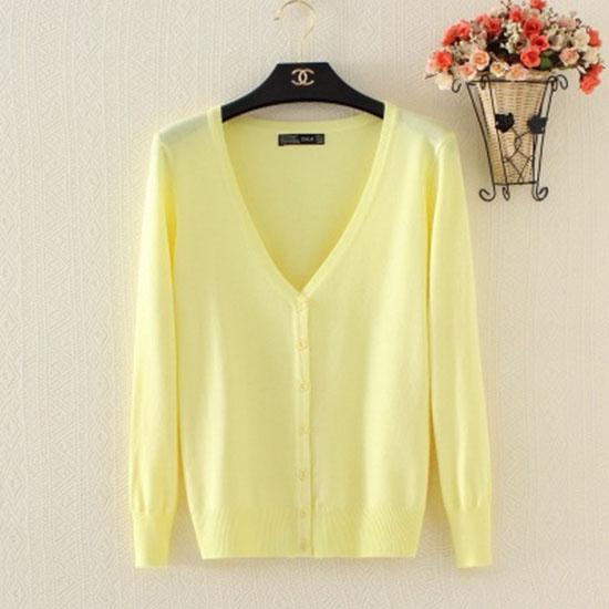 Podzim Zima Dámský tenký svetr Dámský pletený svetr Cardigan Šála Dlouhý rukáv Krátký kabát s výstřihem do V