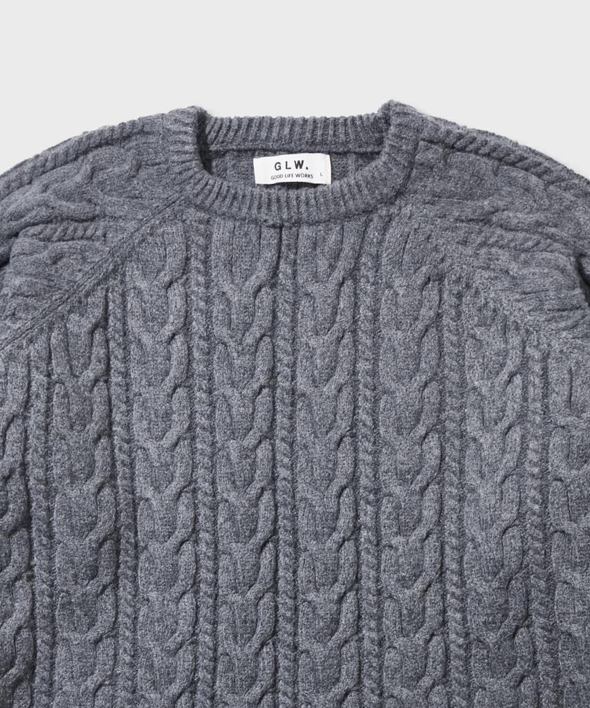 GLW Raglan Cable Knit Charcoal