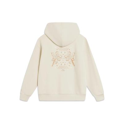Bestickter Print Lockere Pullover-Kapuzenpullover Damen-Hoodies Nebel-Khaki AWDT906-1