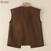 ZANZEA Women Casual Round Neck Solid Color Sleeveless Vest Tops