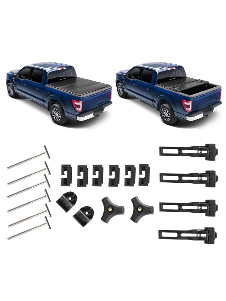 Truck Tonneau Cover Fixing Replacement Parts for Hard -fold Tonneau Cover Include T-Bolt, Rear Clamp, Front Clamp