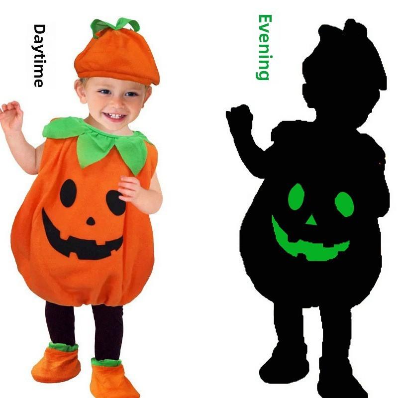 Childrens Boy Halloween Ghost Skeleton Performance Costume With Luminescent For Kids 3 To 8 Years