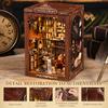 DIY Book Nook Kit Decorative Miniature Nook Bookshelf Insert with LED Light 3D Wooden Miniature House for Book Lovers Home Decor