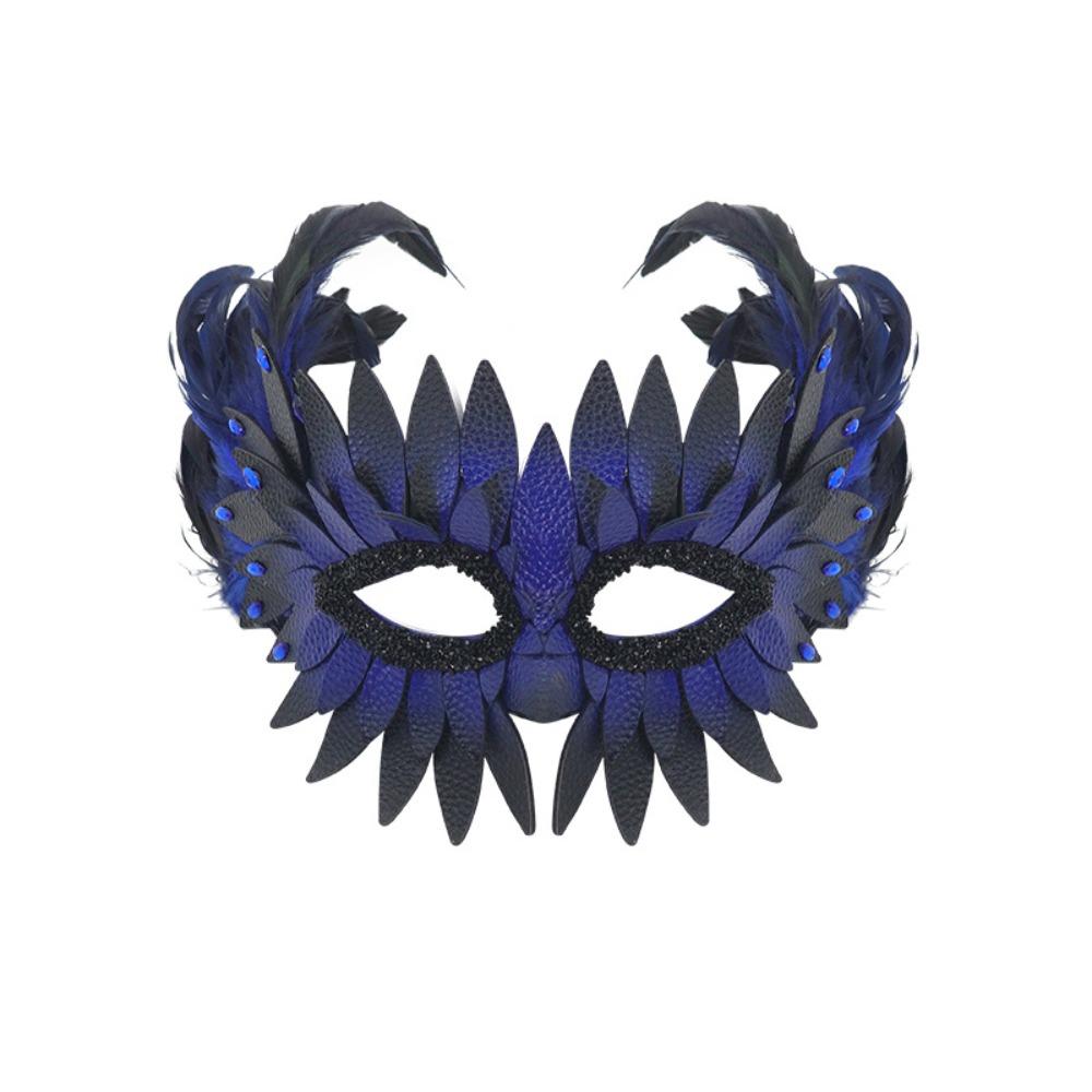 Hot PU Leather Bird-beak Mask Black Half-face Owl Feather Mask Exquisite Halloween Mask Carnival